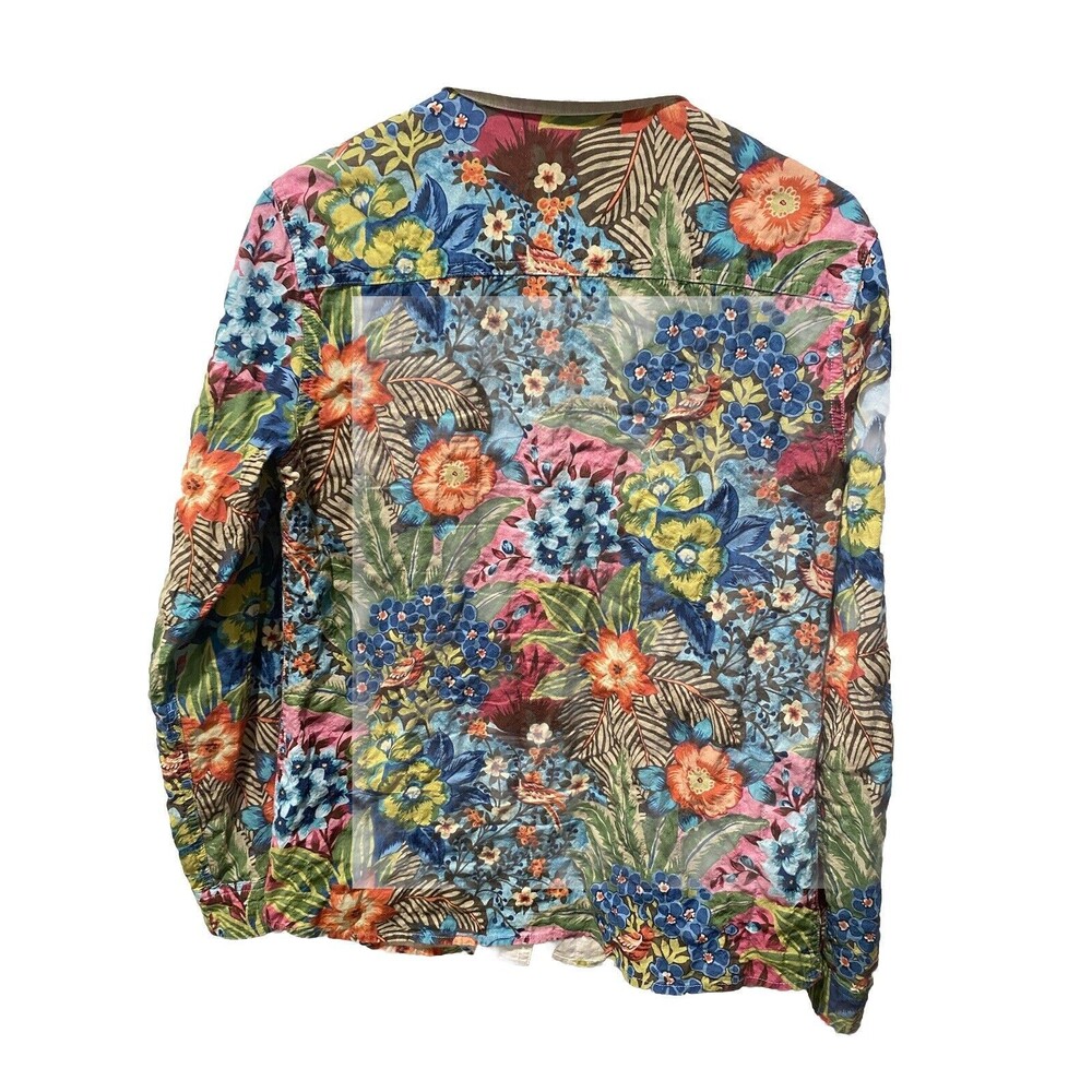 J. Mclaughlin Down Shirt Botanical Floral Blouse Women Sz XS - Picture 8 of 8